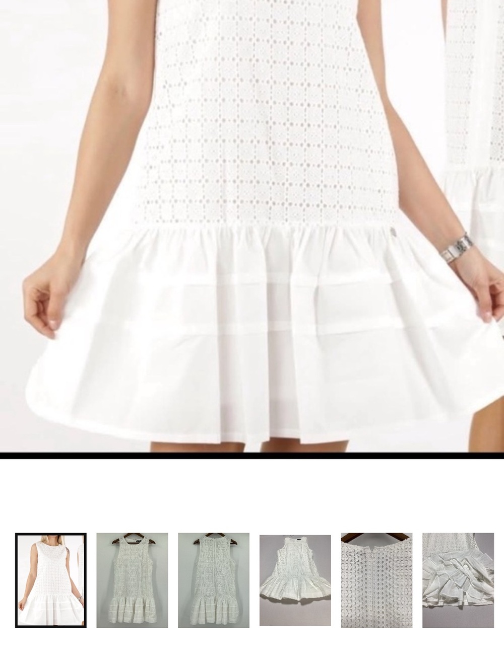 J. Crew White Eyelet Sleeveless Drop-Waist Dress worn once.